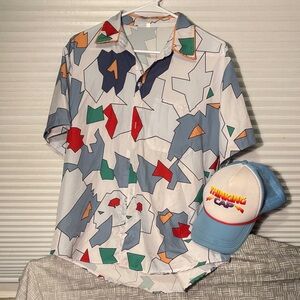 Stranger Things Dustin Shirt And Adjustable “Thinking Cap” Hat